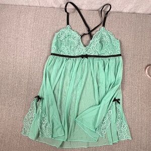 Lingerlove Lingerie Top Sz M/L Wedding Sexy Lace Bow Sheer Evening Honeymoon